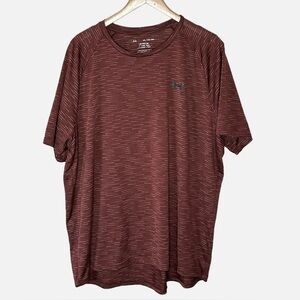 Men's XXL Under Armour The Tech T-shirt Maroon Stripe Short Sleeve Athletic